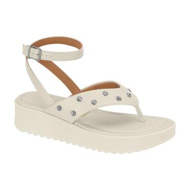 Imagem de Sandália Casual de Dedo Amarração Tornozelo Feminina Vizzano Branco Of