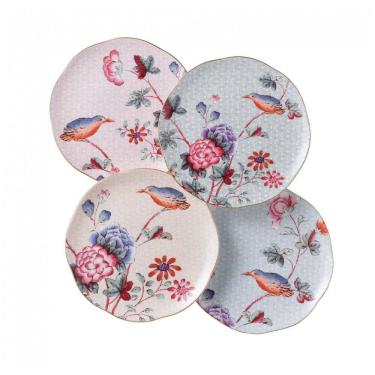 Imagem de Conjunto de Pratos para Chá, Elegância e Sofisticação para Sua Mesa com 4 Peças e Material de Porcelana Fina, Wedgwood, Colorido