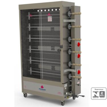 Imagem de Forno Assador Rotativo Infravermelho a Gás Progás PR-631 Com 6 Espetos Para 30 Frangos...