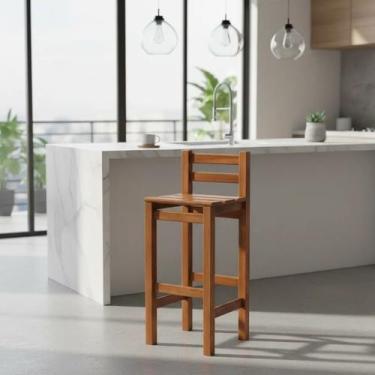 Imagem de Banqueta Alta Em Madeira Maciça Reforçada - moblix, Imbuia Verniz