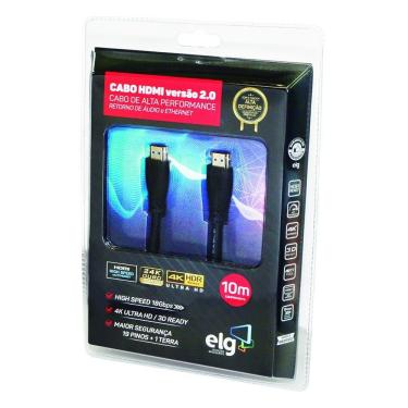 Imagem de Cabo Hdmi 2.0v 4k 3d High Speed Ethernet 10 Metros Hs20100 Elg