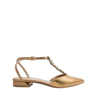 Imagem de Sapatilha Maithe Couro Dourado-Feminino