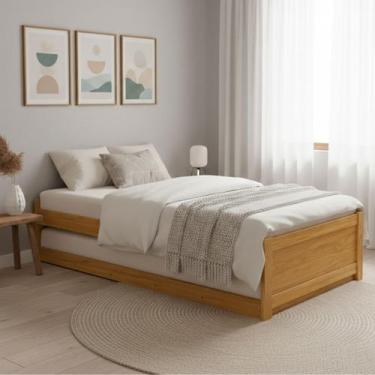 Imagem de Cama Solteiro Em Madeira Com Bicama Auxiliar Estrutura Resistente Desi