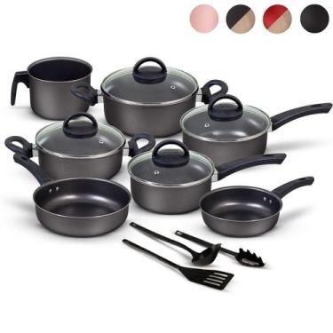 Imagem de Jogo de Panelas 10 Peças Alumínio Antiaderente Com Utensílios e Tampa 