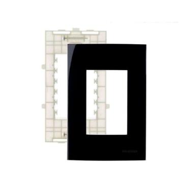 Imagem de Placa Com Suporte Margirius Sleek 4x2 Para 3 Módulos Horizontais Preto