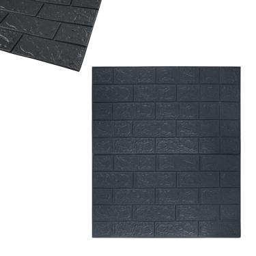 Imagem de Placa Decorativa 3D Tijolinho Preto 70cm x 77cm Adesivada