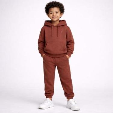 Imagem de Conjunto Moletom Infantil Canguru Menino Blusa e Calça Ajustável-Masculino