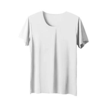 Imagem de Camiseta Masculina De Verão Em Seda Gelada Sem Costura, Gola Redonda, 