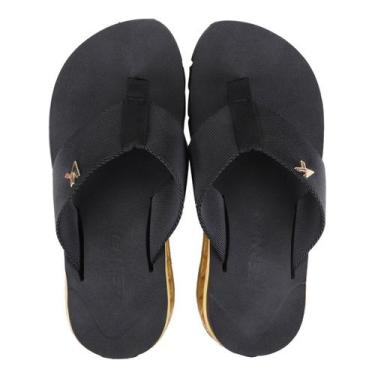 Imagem de Chinelo Kenner Amp W Gold Masculino, Preto, Dourado, 37