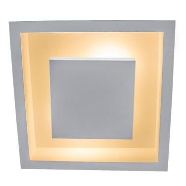 Imagem de Plafon de luz indireta 38x38cm de embutir para 2 lâmpadas E27 luminári