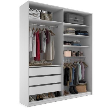 Imagem de Closet Solteiro Guarda Roupa Sem Porta 159cm 3 Gavetas MDF Pisa R02 Branco - Lyam Decor