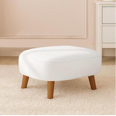 Imagem de Puff Sala Decorativo Jhessy Madeira Bouclê D03 - D Rossi - DRossi, Off