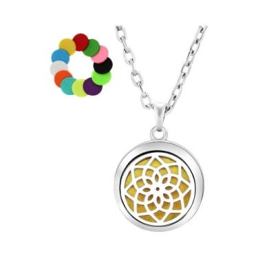 Imagem de Colar Difusor De Óleos Essenciais Árvore Da Vida Em Aço Inoxidável Com