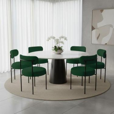 Imagem de Cadeira Sala de Jantar Margara Kit 6 em Aço Preto Bouclê D03 - D Rossi
