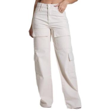 Imagem de Calça Sarja Sawary Wide Leg - 281285 - Off White 38, Bege, 38