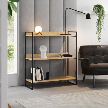 Imagem de Aparador Industrial Córdoba 95cm com 3 Prateleiras Multiuso para Sala Hall Entrada - Pr...