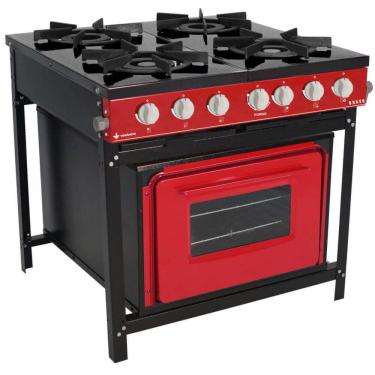 Imagem de Fogão Industrial Venâncio Bravo Gás 4 Bocas com Forno Vermelho Esmaltado BR4BFVR 16617