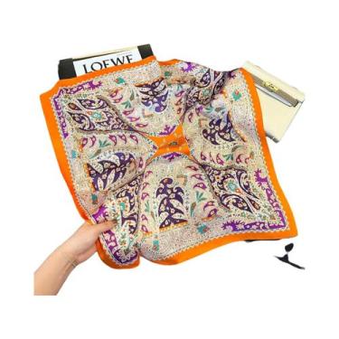 Imagem de Lenço Quadrado De Seda Vintage Luxuoso Multicolorido Com Estampa Paisl