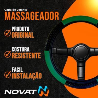 Imagem de Capa de Volante Automotiva Verde com Massageador Ergonômico Conforto p