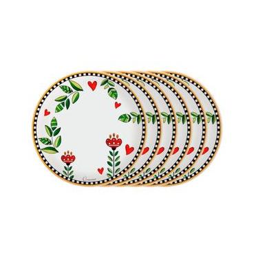 Imagem de Jogo de 6 Pratos Rasos em Porcelana Egan Italy Cocorico Amarelo 27cm: O Sol da Toscana...