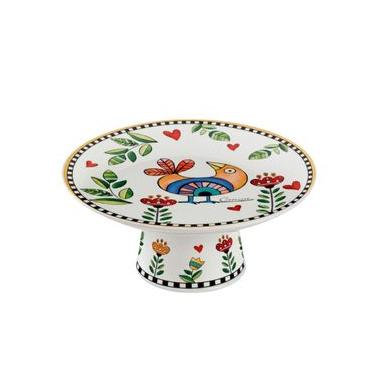 Imagem de Prato para Bolo com Pé em Porcelana Egan Italy Cocorico Amarelo 19,3cm: Energia e Brilho para Servir