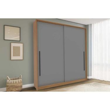 Imagem de Guarda Roupa Casal 2 Portas De Correr E 2 Gavetas Valência Freijo/cinza - Politorno