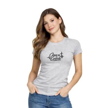 Imagem de Camiseta Babylook Feminina Estampa em DTF Jesus No Controle EI-2627 - 