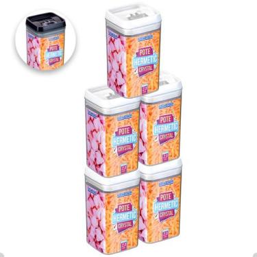 Imagem de 5 Potes Herméticos De Acrílico Mantimento Tampa Trava 2300ml - Injepla