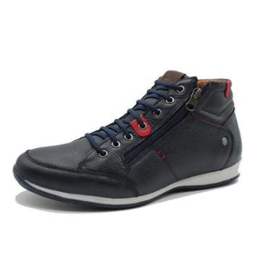 Imagem de Sapatenis Cano Alto Masculino Couro Calce Facil Elastico Detalhe Ziper Lateral Macio So...