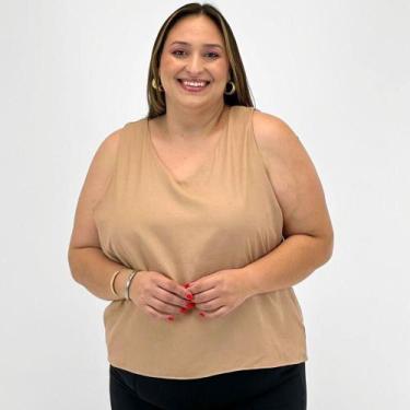 Imagem de Blusa Formitz Plus Size Regata Básica Feminina, G, Fendi