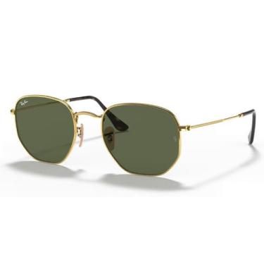 Imagem de Óculos de sol Ray-Ban 0RB3548NL Hexagonal Unissex, Ouro polido, Verde,