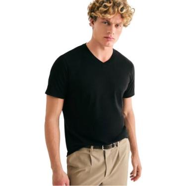 Imagem de Camiseta básica manga curta gola v world - HERING, Preto, XG