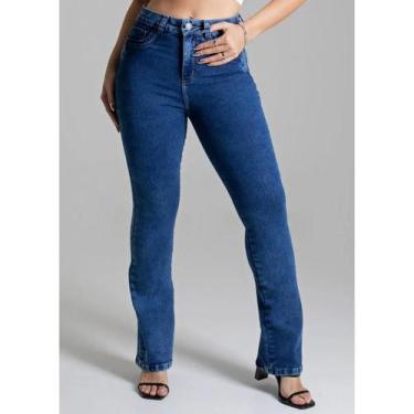 Imagem de Calça BootCut Jeans Feminina Sawary Petit Para Baixinhas Premium, 46