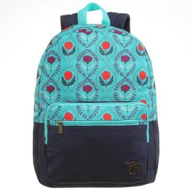 Imagem de Mochila Escolar Capricho de Costas Boho Green DMW com Nécessaire Tam G
