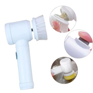 Imagem de Escova de Limpeza Elétrica Portátil Recarregável Giratória Mini Esfregão 3 em 1 Abs Nylon e Pp Branco