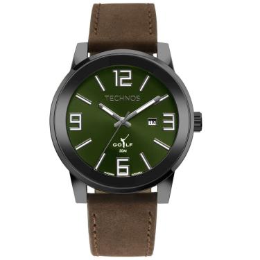 Imagem de Relógio de Pulso Masculino Golf 2115UDJ-0V Analógico com Pulseira de Couro Grafite Technos