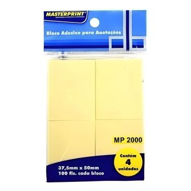Imagem de Bloco Adesivo para Anotações Masterprint Mp 2000 Tipo Post It 37,5x50mm 400 Folhas Amarelo Pastel