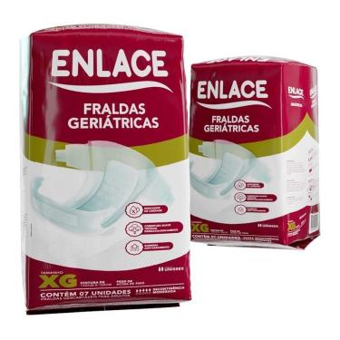 Imagem de Fralda Descartável Enlace Adulto Tamanho XG - 8 Pacotes com 7 Fraldas - Total 56 Tiras
