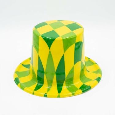Imagem de Cartola Alta Plástico Brasil Verde Amarelo Festas Eventos - Senhor Pre