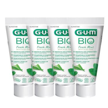 Imagem de Kit Creme Dental em Gel Gum Bio Menta Fresca com Aloe Vera Vegano Transparente 4 Unidades 99,2g