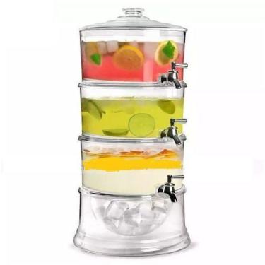 Imagem de Dispenser de Bebidas Triplo 3 em 1 Acrílico Empilhável 10,5L com Torneiras Independentes Transparente Yeet