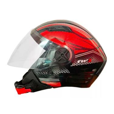 Imagem de Capacete Moto Aberto X Open Vermelho Viseira Cristal Inmetro Tamanho 5
