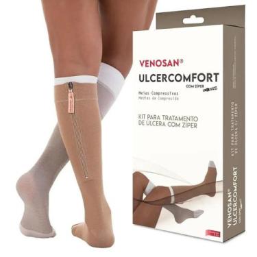 Imagem de Meia compres 3/4 ulcercomf 30-45mmhg ad cur bg/bra m venosan tamanho:m