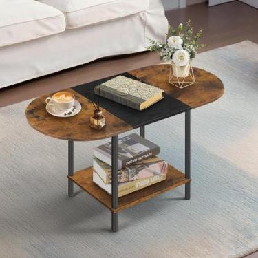 Imagem de Mesa de Centro KANEODOT 90 x 40 x 47 cm Madeira e Metal, 2 Níveis