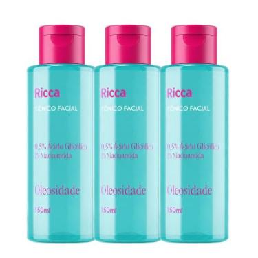 Imagem de Kit 3 Loção Tônica Facial Antioleosidade Antiacne 150ml Ricca