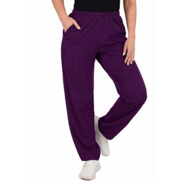 Imagem de Calça Tactel Elastano Forrada Feminina Roxa - BUTU BIRU MODAS E CONFEC