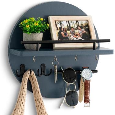 Imagem de Porta-chaves decorativo de parede com prateleira e ganchos dreampossib