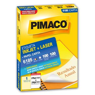 Imagem de Etiqueta inkjet/laser carta 6185 com 100 folhas Pimaco