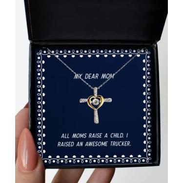 Imagem de SpreadPassion Colar Beautiful Mom Cross Dancing Necklace All Moms Raise a Child. I Raised an Awesome, Presentes para mãe, presente de filho filha, para mãe