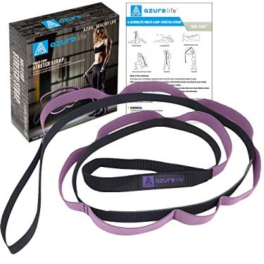 Imagem de Alça elástica com 11 laços, faixa de estiramento meio elástica – ferramenta elástica para ioga, fisioterapia, dança e pilates, ginástica, treinamento de força no tendão com guia de instruções